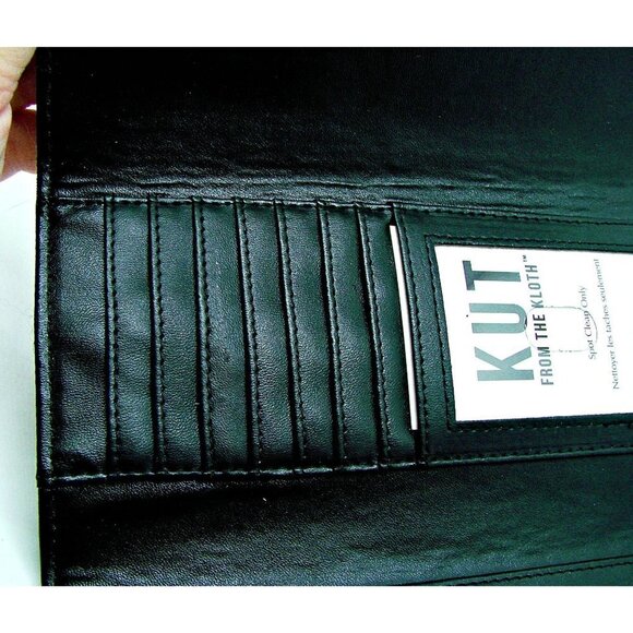 Kut From The Kloth Striped Slim Vegan Tri-fold Wallet Snap Closure NWOT - Picture 7 of 11